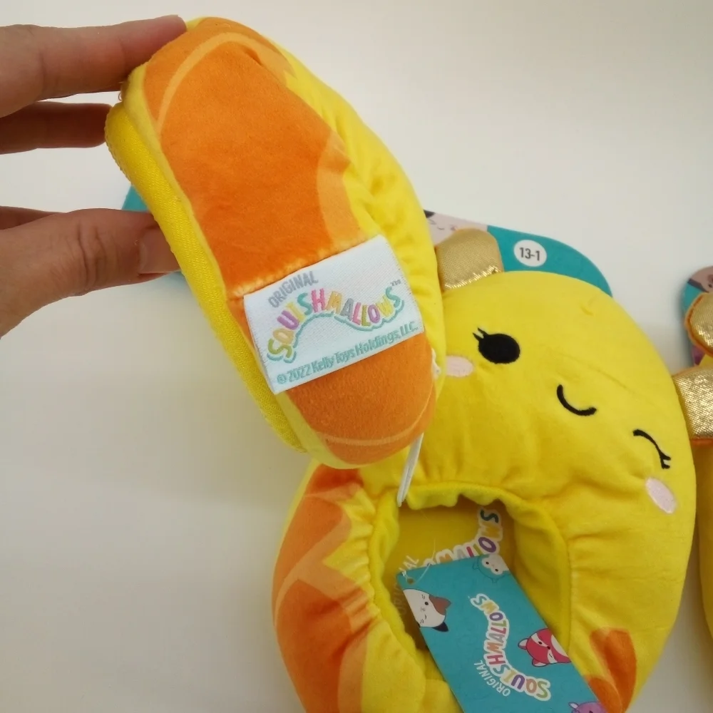 NWT Squishmallows Bijan the Dumbo Octopus Slippers 13-1 Yellow Limited